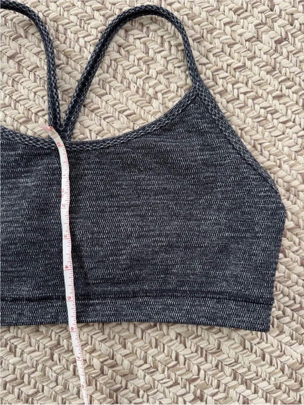 Lululemon Flow Y Bra Heathered Gray Black Racerback Sports Bra Size 8